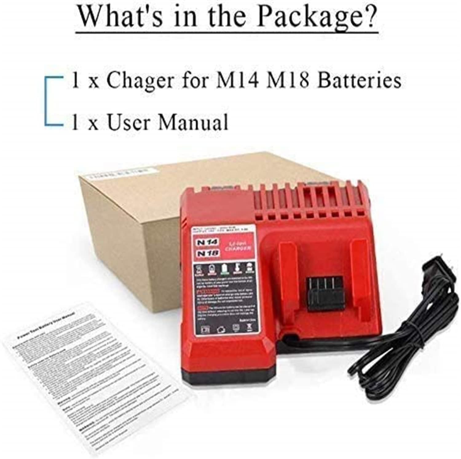 Lithium-ion Battery Charger Multi Voltage Charger Replacement for Milwaukee M18 14.4V-18V 48-11-1850 48-11-1840 48-11-1815 48-11-1828