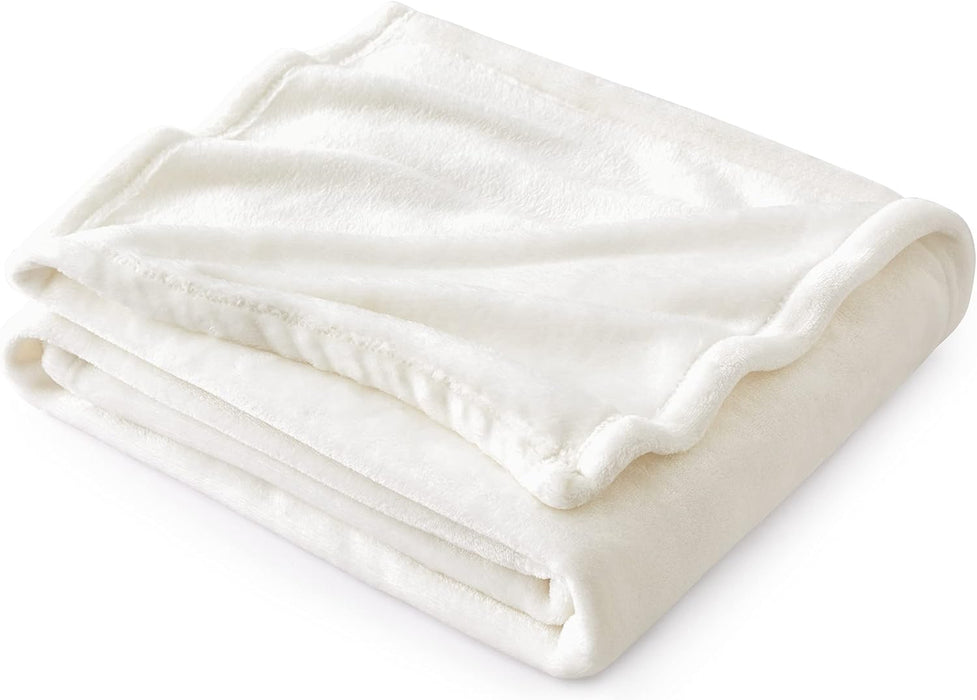 Bedsure Twin Fleece Blanket Cream Luxury Flannel Fleece Lightweight Cozy Plush Microfiber Solid Blanket (60x80)