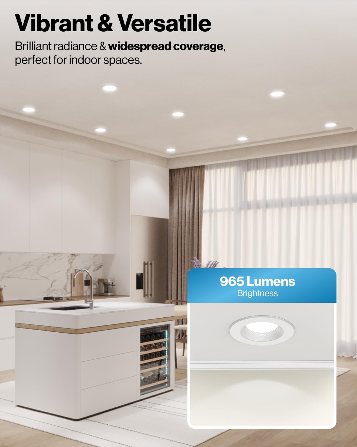 Sunco Lighting 4 Pack 5/6 Inch LED Recessed Downlight, Baffle Trim, Dimmable, 13W=75W, 4000K Cool White, 965 LM, Damp Rated, Simple Retrofit Installation - UL + Energy Star