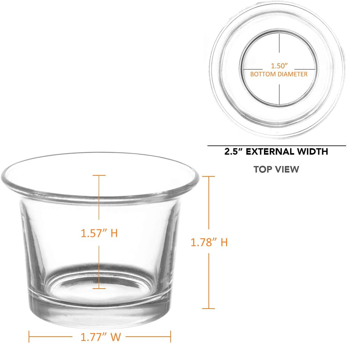 (24 Pack) Tea Light Holders, Oyster Clear Glass Candle Holder for Weddings, Parties and Home Decor - CH05