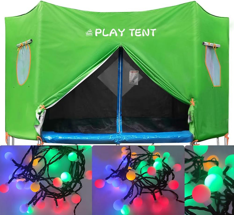 Trampoline Tent, 12 ft 14 ft 15 ft Trampoline Tent with 2 * 32.8Ft Ball String Lights, Oxford with Sunscreen Coating Trampoline Tent Cover Fit for 12 ft 14 ft 15 ft Trampoline-6 Straight Pole