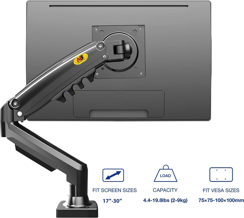NB North Bayou Monitor Desk Mount Stand Full Motion Swivel Monitor Arm with Gas Spring for 17-30''Monitors(Within 4.4lbs to 19.8lbs) Computer Monitor Stand F80-B