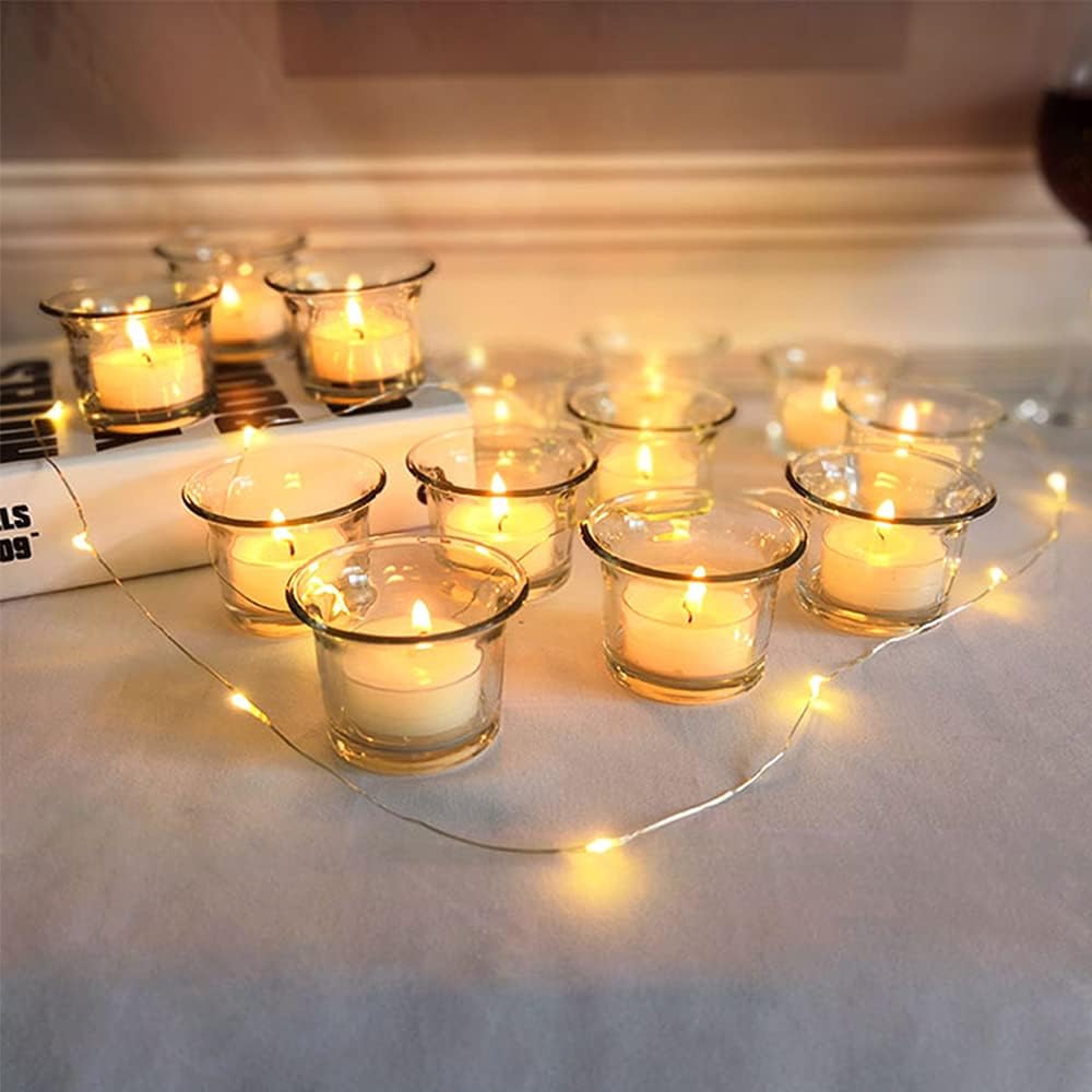 (24 Pack) Tea Light Holders, Oyster Clear Glass Candle Holder for Weddings, Parties and Home Decor - CH05