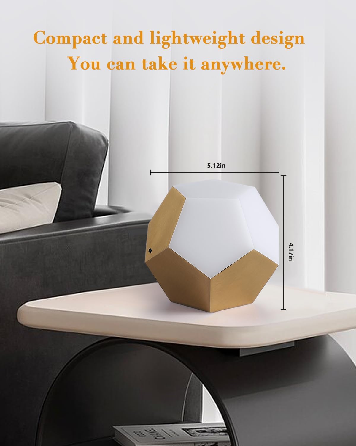 POPUBABI LED Creative Desk Lamp, Intelligent Night Light, Dodecahedron Small Table Lamp,3 Color Rechargeable Lamp for Living Room Bedroom Bedside Nightstand Office Shelf Patio Restaurant Bars