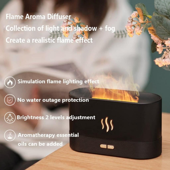 Humidifier With Flame Night Light, Aromatherapy Diffuser, Essential Oil Diffuser180mL, Silent Aromatherapy Atomization Humidifier, 2 Gear Adjustment, Essential Oil Diffuser With Automatic Safety Switc