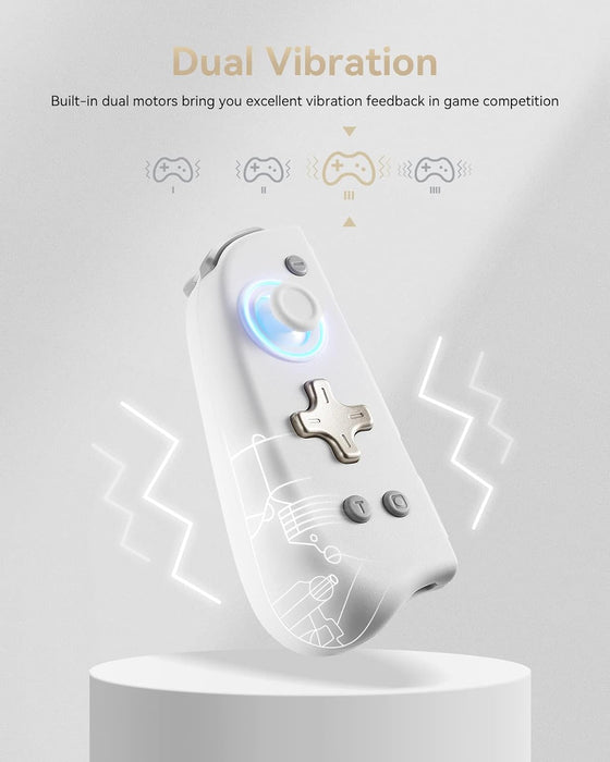 Switch Controller for Switch/Switch OLED, Wireless Switch Controllers(L/R) with 8 LED Colors, Joy Pad Replacement for Switch Lite, Switch Joypad with Motion Control (White & Gold)