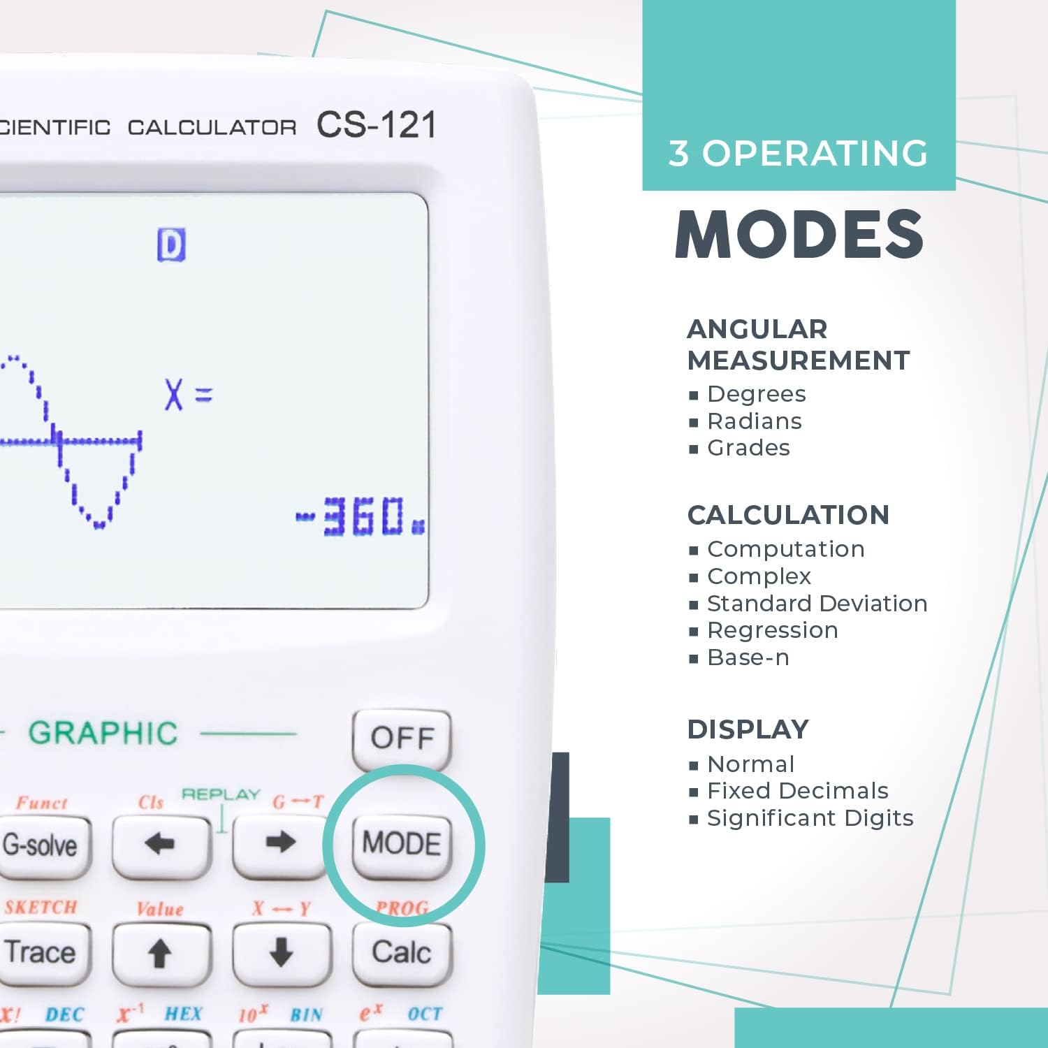 Scientific Graphic Calculator - CATIGA CS121 - Scientific and Engineering Calculator - Programmable System (White)