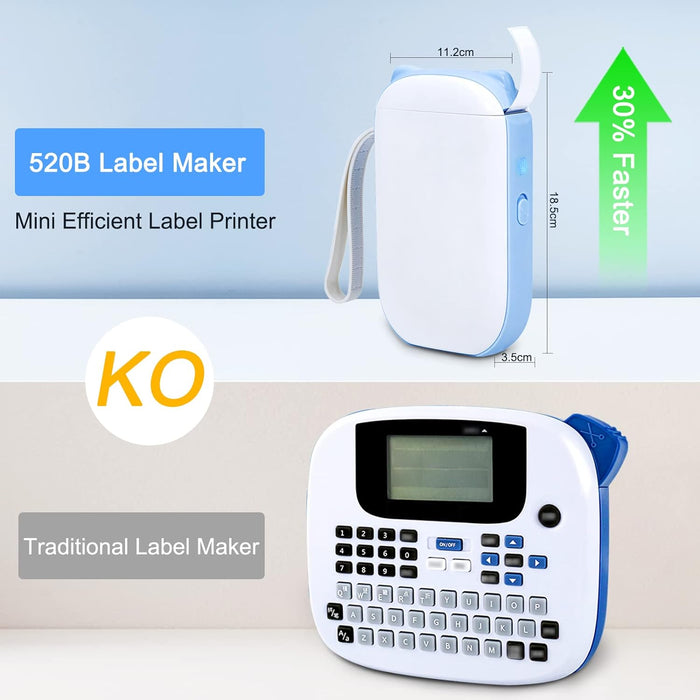 CLABEL Label Maker, Bluetooth Label Printer Portable Barcode Printer, Mini Wireless Thermal Label Maker Machine (Blue)