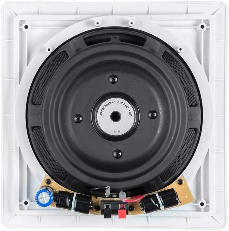 Monoprice Caliber in-Wall Speaker 10 inch Fiber 300W Subwoofer -(Each) Easy Installation & Paintable Grill