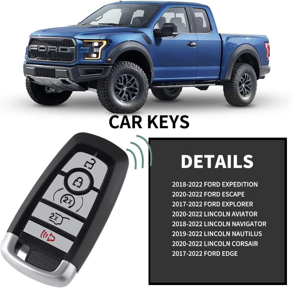 Keyless Entry Car Smart Remote Start Key Fob Replace for Ford Edge / Explorer / Expedition / Escape ；Lincoln Navigator / Nautilus / Aviator / Corsair Fits FCC : M3N-A2C93142600, 902Mhz 1PCS