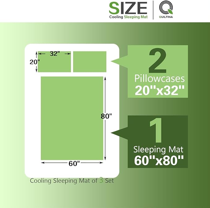 QUILTINA Summer Cooling Sleeping Mat Set with 2 Cool Pillow Cases