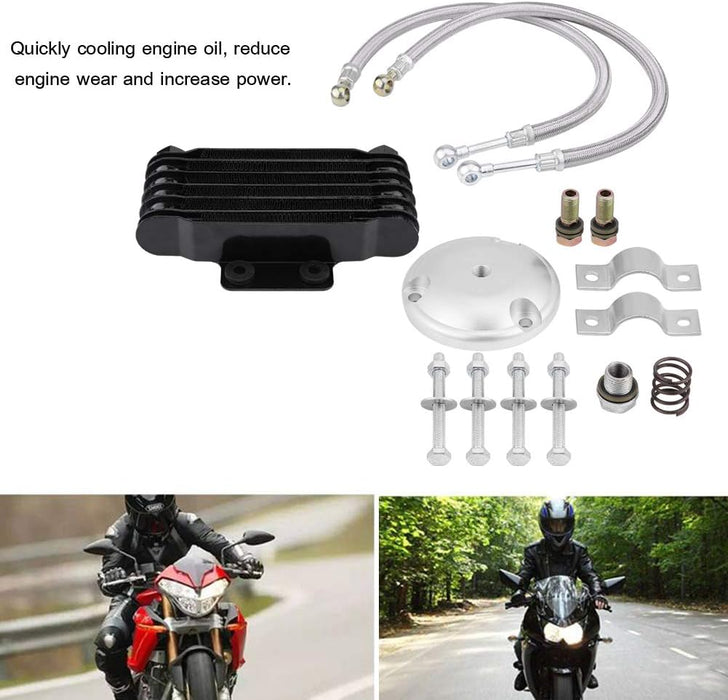 Engine Oil Cooler, Motorcycle Oil Cooler Universal Oil Cooler Cooling Radiator Kit Fit for GN125 EN125 EN150 GZ125 GZ150