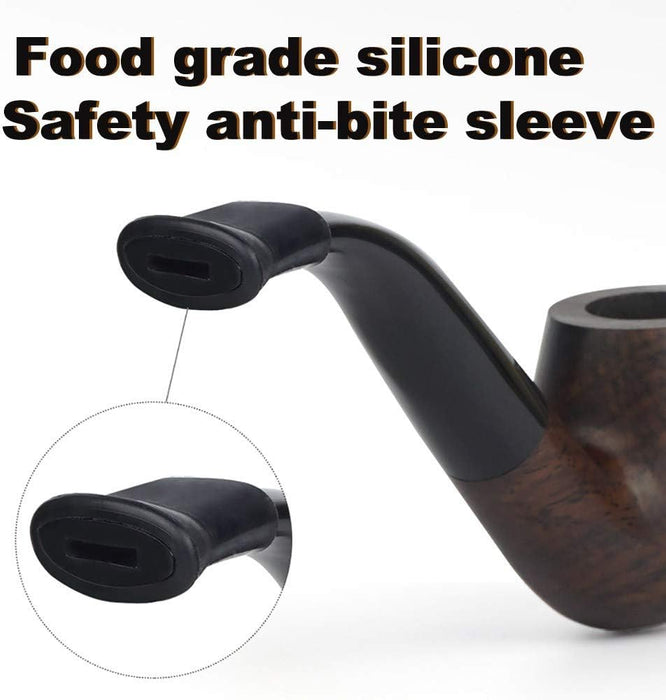 Tobacco Smoking Kit, Deepened Windproof Wooden Pipe with Velvet Tobacco Pouch, Smoking Accessories