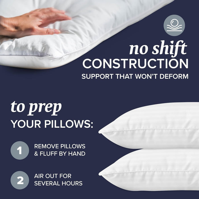 Beckham Pillows for Sleeping - Soft, Gel Cooling Pillow for Back, Stomach or Side Sleepers - Machine Washable, Luxury Hotel Pillows - Queen Size Pillows 2 Pack