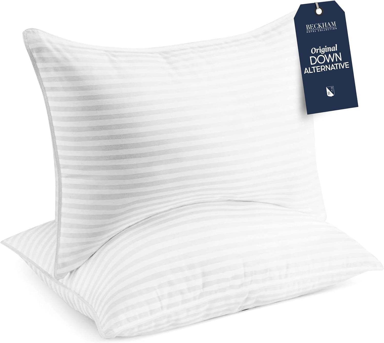 Beckham Pillows for Sleeping - Soft, Gel Cooling Pillow for Back, Stomach or Side Sleepers - Machine Washable, Luxury Hotel Pillows - Queen Size Pillows 2 Pack