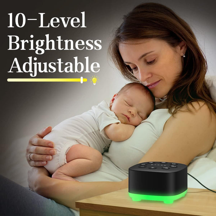 Meditation White Noise Sound Machine 30 Soothing Sounds with 32 Volume Control 12 Night Light 5 Timers Portable Sleep Machine for Travel Powered by AC or USB Sleep Therapy for Baby Kids Adults (Black)