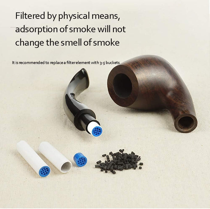 Tobacco Smoking Kit, Deepened Windproof Wooden Pipe with Velvet Tobacco Pouch, Smoking Accessories