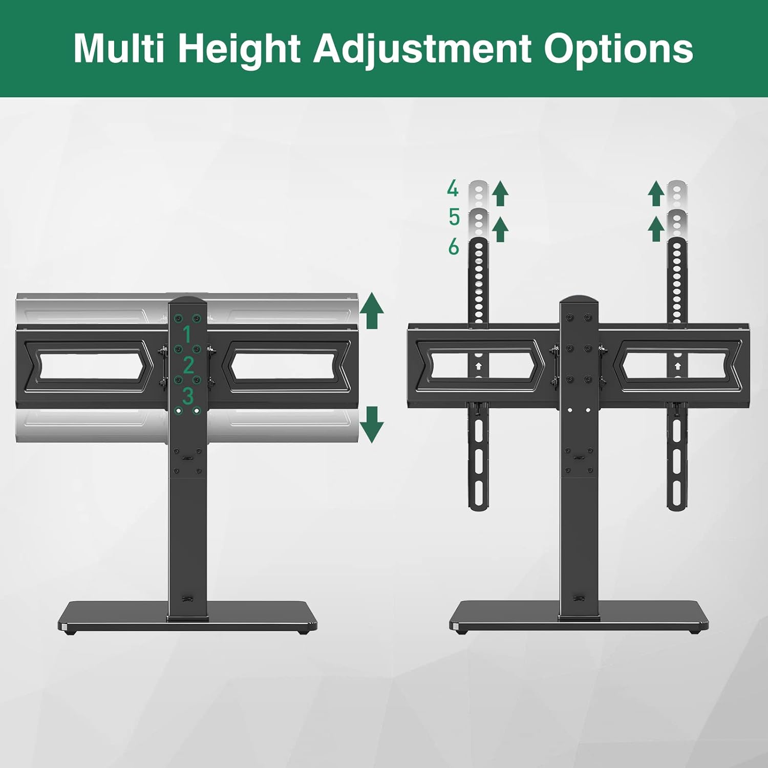 MOUNT PRO Swivel Universal TV Stand/Base - Table top TV Stands for 37 to 75 Inch LCD LED TVs - 9 Levels Height Adjustable TV Mount Stand with Tempered Glass Base, Holds up to 88lbs, Max VESA 600x400mm