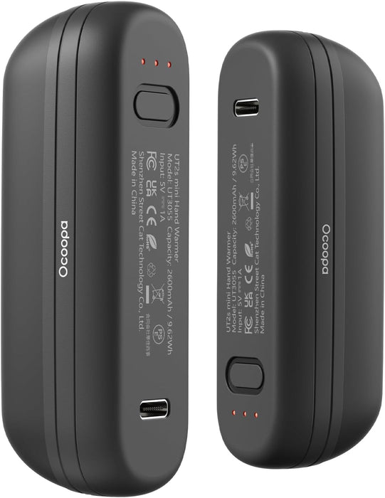 OCOOPA Hand Warmers Rechargeable 2 Pack, Magnetic Electric Handwarmer 5200mAh, Pocket Size, Ultra Light & Thin, 3 Levels Heating Up to 125℉ for Golf, Camping, Raynauds, UT2s Mini