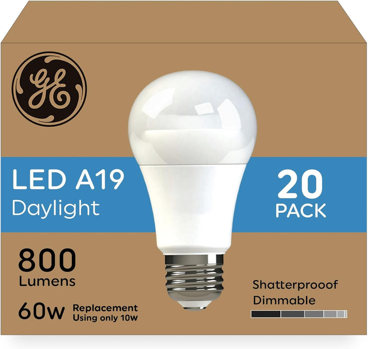 GE LED Light Bulbs, 60 Watt, Daylight, A19 (20 Pack)