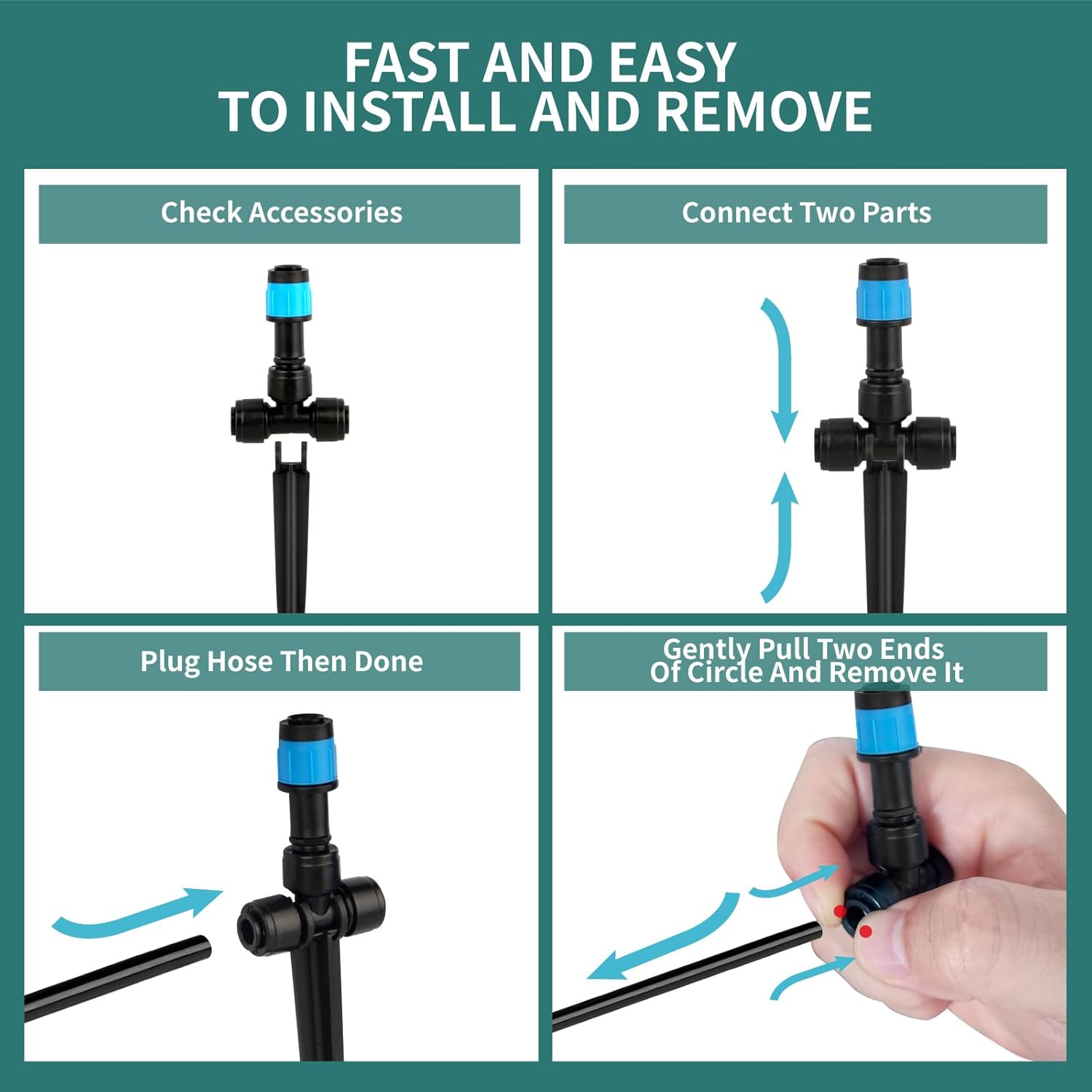 RIFNY Drip Irrigation System for Garden, 118FT Automatic Micro Drip Irrigation Kit for Lawn Greenhouse Yard, Garden Watering System with 1/2 in 1/4 inch Tubing Hose Emitters Drippers