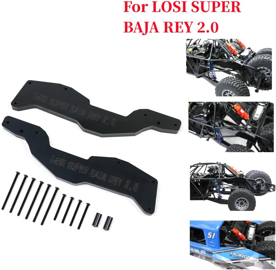 XBERSTAR 2PCS Pipe Frame Rear Reinforced Support Parts for 1/6 LOSI SUPER BAJA REY 2.0 RC (BLACK)