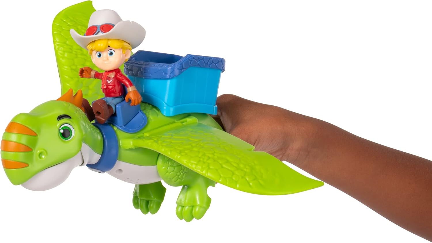 Dino Ranch Jon and Thunderbolt - 3-Inch Jon Figure with 12-Inch Flying Dino Figure - Sounds - Toys for Kids - Ages 3+