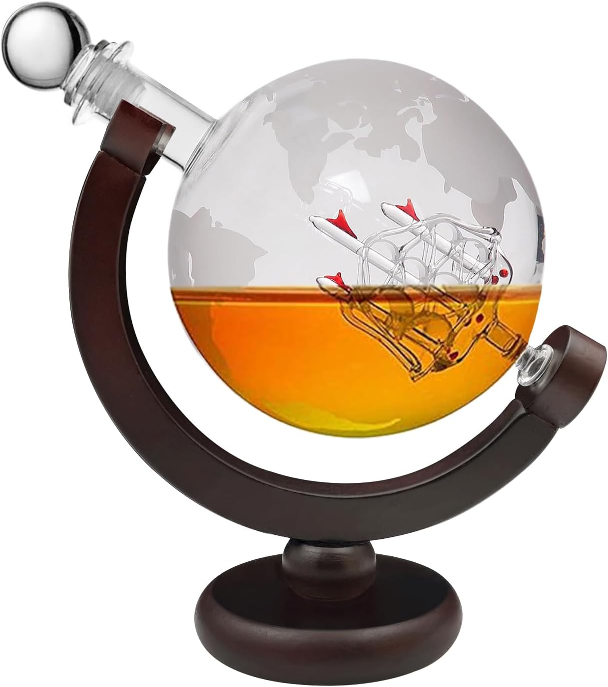 Whiskey Globe Decanter 28 Oz Gift for Dad, Men's Whiskey and Wine Shaker Global Shaker Unique Gift for Husband, Boss, Boyfriend on World Day of Remembrance Whiskey Bourbon Shaker - 850ml