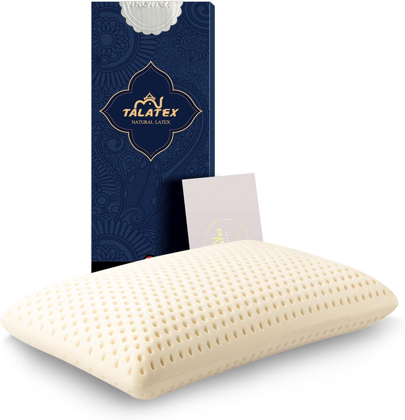 Talatex Talalay 100% Natural Premium Latex Pillow, Soft Pillow Helps Relieve Pressure, No Memory Foam Chemicals, Perfect Package Best Gift with Removable Tencel Cover