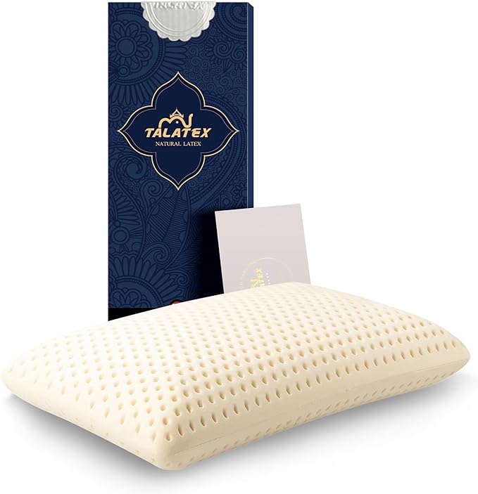 Talatex Talalay 100% Natural Premium Latex Pillow, Soft Pillow Helps Relieve Pressure, No Memory Foam Chemicals, Perfect Package Best Gift with Removable Tencel Cover