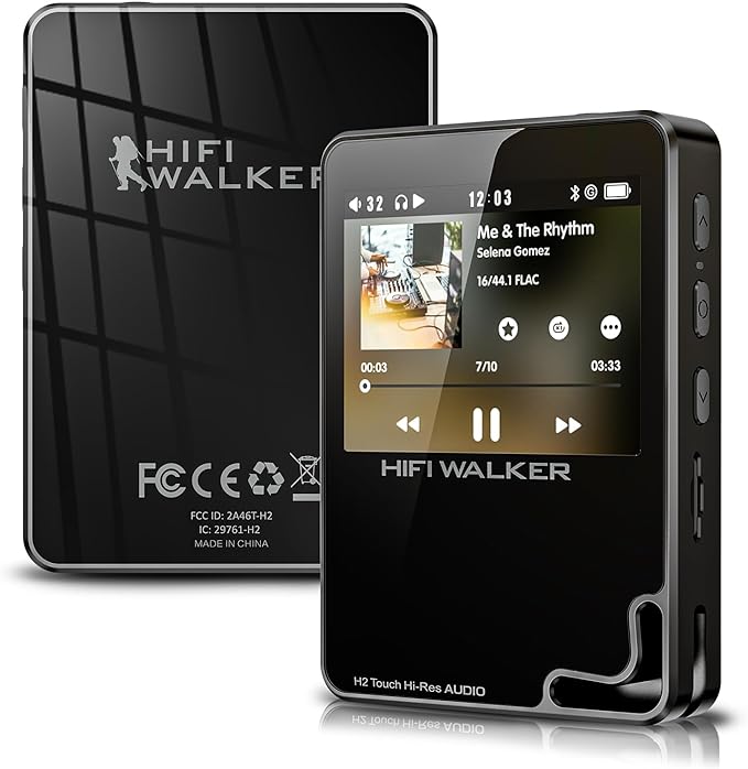 HIFI WALKER H2 Touch, Hi Res MP3 Player with Bluetooth, 2.4” HD Touch Screen, Digital Audio Player, DSD Lossless FLAC Player, Bluetooth Music Player with 64GB Memory Card, Support Up to 512GB