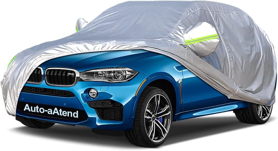 Car Cover Outdoor SUV Car Cover Universal Full Car Covers for Automobiles All Weather Waterproof UV Protection Windproof Rain Dust Scratch Snow Car Cover Fit SUV Large（190’’-201’’）
