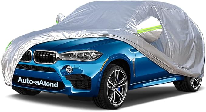 Car Cover Outdoor SUV Car Cover Universal Full Car Covers for Automobiles All Weather Waterproof UV Protection Windproof Rain Dust Scratch Snow Car Cover Fit SUV Large（190’’-201’’）