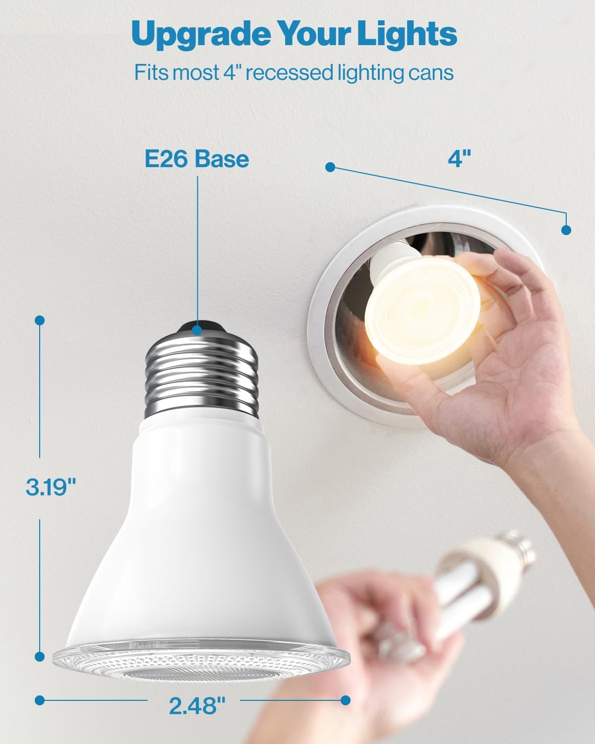 Sunco 10 Pack PAR20 LED Bulb, 7W=50W, Dimmable, 3000K Warm White, 470 LM, E26 Base, Indoor/Outdoor Spotlight, Waterproof - UL & Energy Star