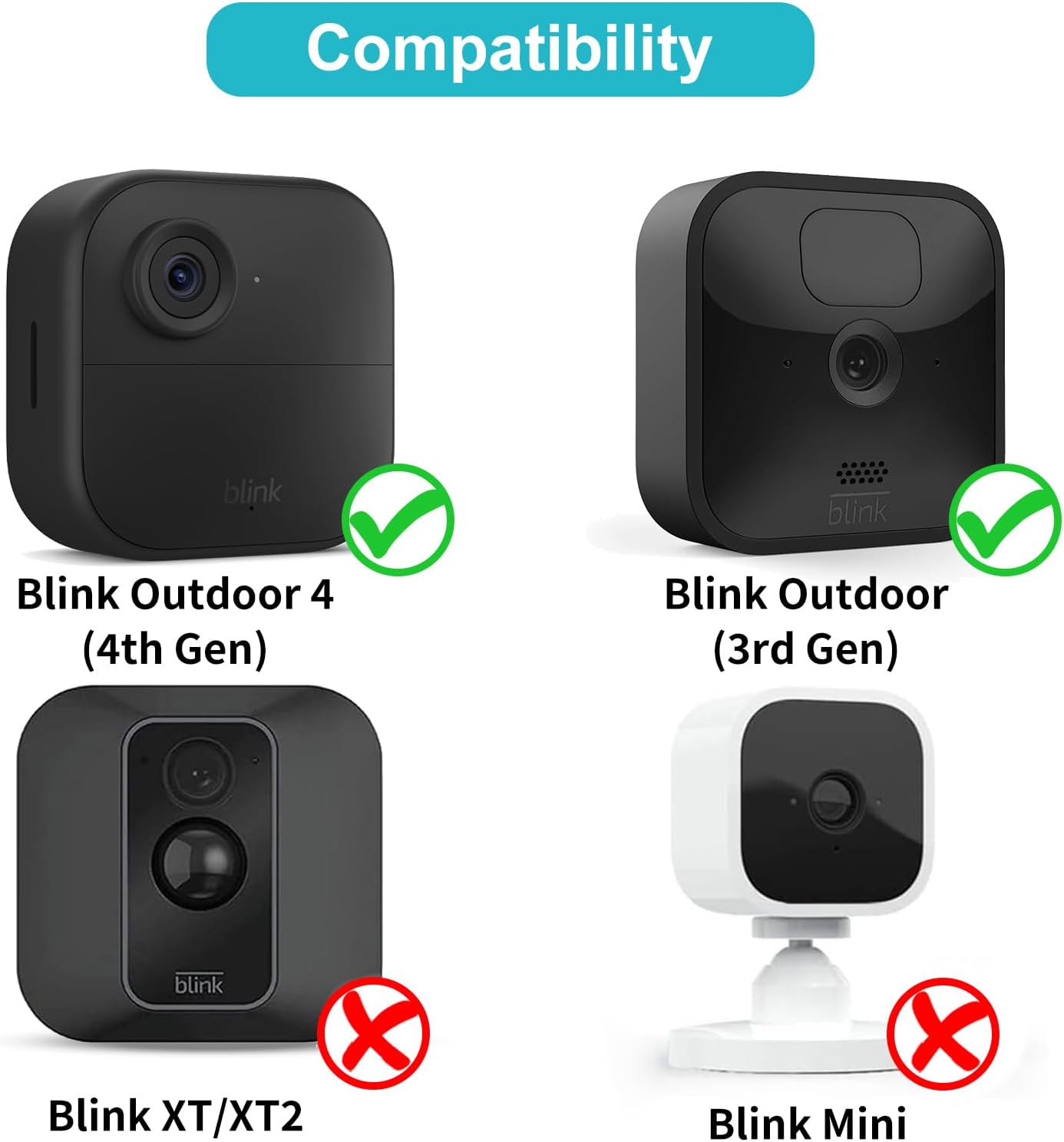 All-New Blink Outdoor 4 (4th Gen) Camera Mount, 3 Pack Protective Cover and 360 Degree Adjustable Mount with Blink Sync Module 2 Outlet Mount for Blink Camera Security System (Black)