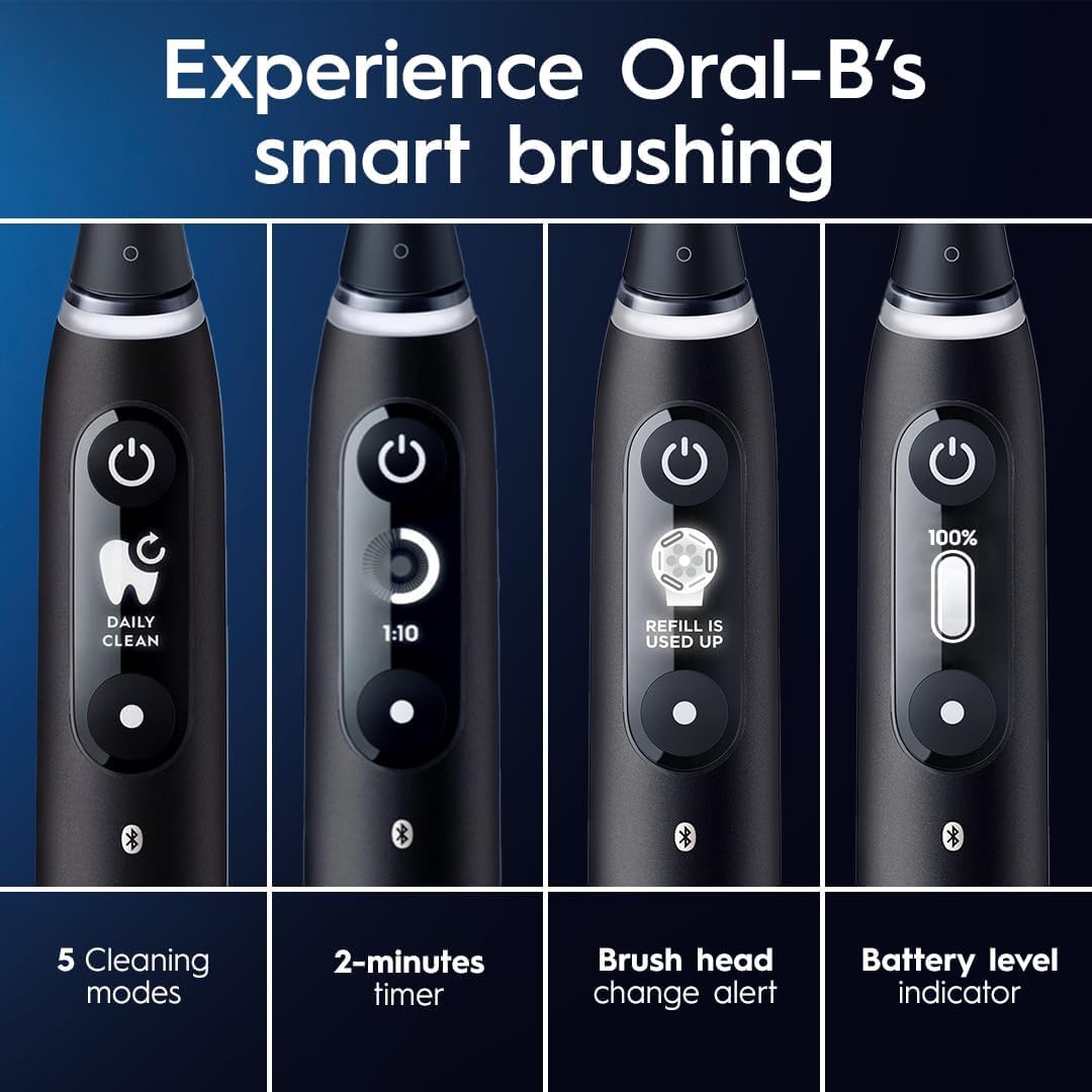 Oral-B iO Series 7 Electric Toothbrush with 2 Brush Heads, Sapphire Blue Alabster