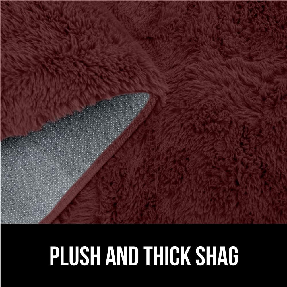 Gorilla Grip Soft Faux Fur Area Rug, Washable, Shed and Fade Resistant, Grip Dots Underside, Fluffy Shag Indoor Bedroom Rugs, Easy Clean, for Living Room Floor, Nursery Carpets, 3x5 FT, Burgundy