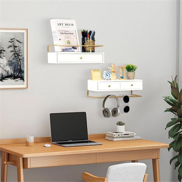 dreampossible Floating Shelves for Wall Storage, Wall Mounted Bathroom Shelf with Drawers Set o