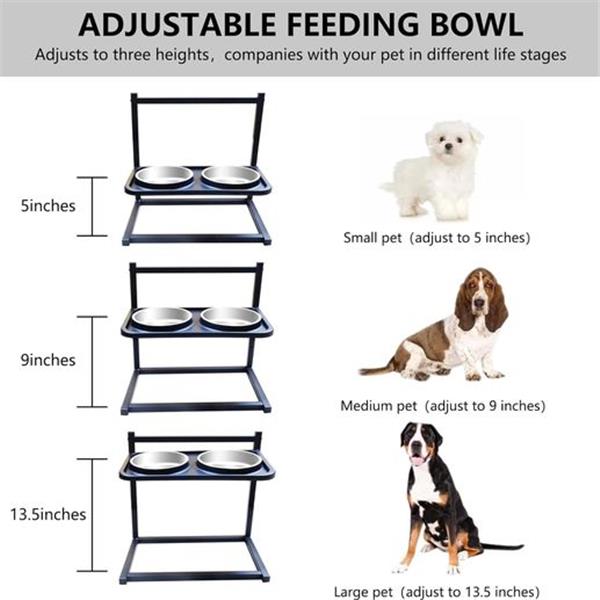 Mikicharm Dog Food Bowls, New Stainless Steel Spill-Proof Dog Bowl, Raised Dog Bowl Stand 2 Dog