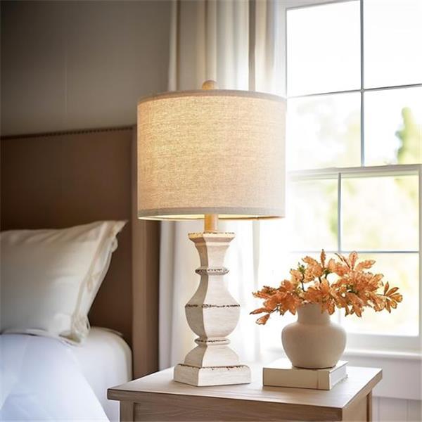 PoKat 20.5" Retro Farmhouse Table Lamps Nightstand Lamp for Bedroom Vintage Rustic Table Lamps