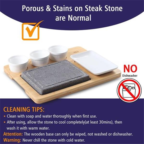 Artestia Lava Hot Steak Stones Complete Set, Double Hot Stone Tabletop Grilling Platter for Ste