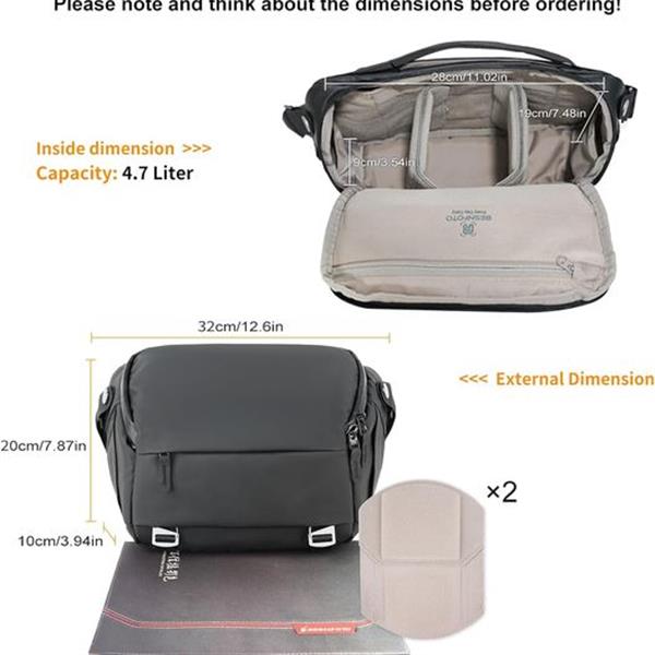 Besnfoto Camera Bag DSLR Camera Sling Bag Backpack for Photographer Waterproof Small Crossbody