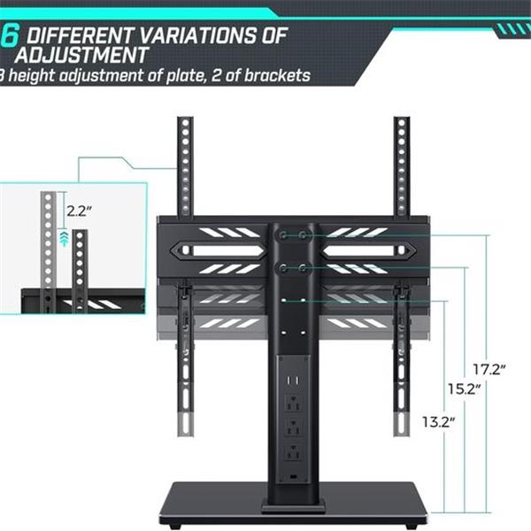 Greenstell TV Stand with Power Outlet, Universal TV Mount Stand for 27-60 inch TVs，Height Adjus