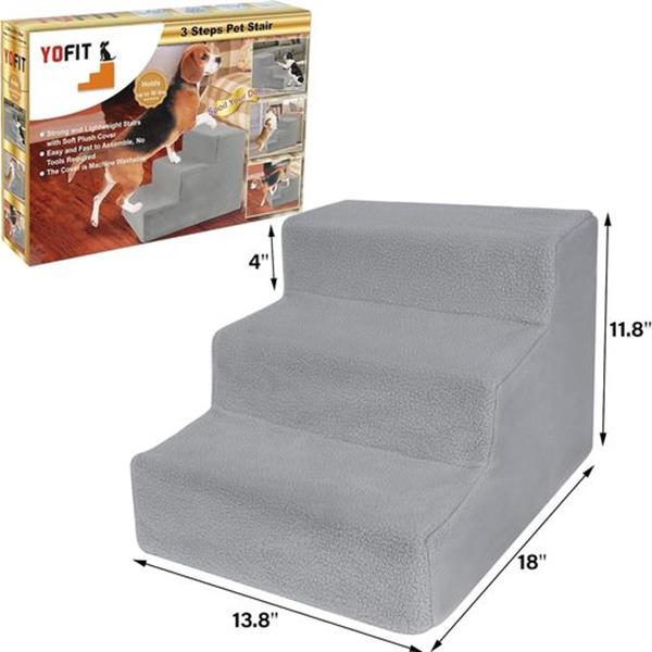 yofit Doggy Steps - Non-Slip 3 Steps Pet Stairs for Cats and Dogs, Foldable Plastic