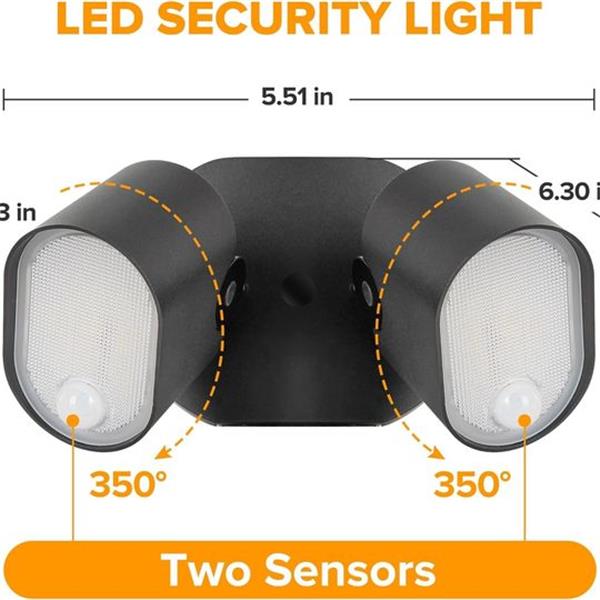 LUTEC 2 Pack 35W 2500LM LED Security Lights with 2 Sensors, Motion Sensor Outdoor Lights 5000K