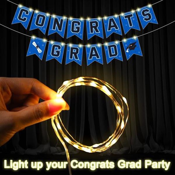Capoda 123 PCS Congrats Grad Party Set Serve for 30 Graduation Decoration Banner with LED Light
