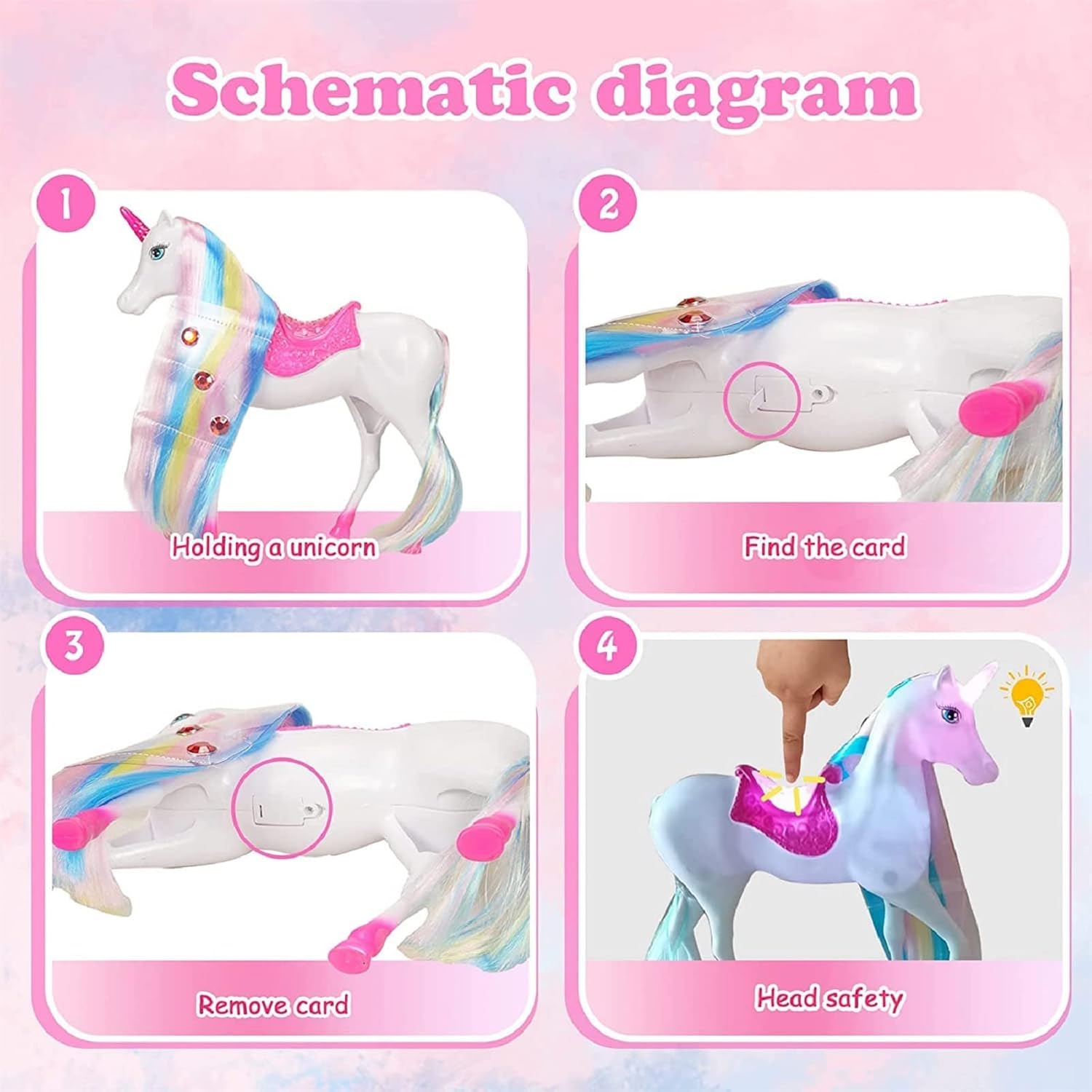 Princess Doll and Magic Light Unicorn Playset, Princess Unicorn Horse Toys Gifts for Girls Kids Aged 3 4 5 6, Present for Christmas, Birthday