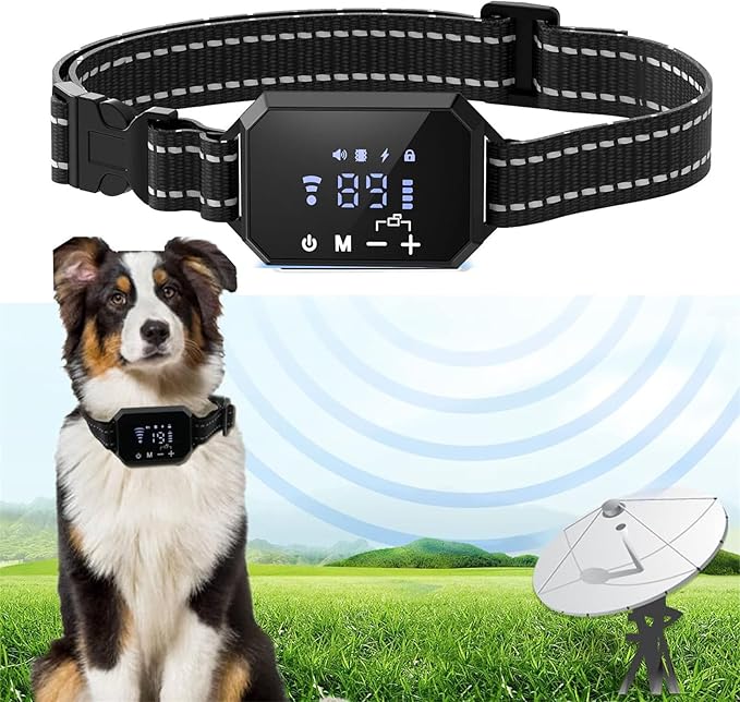 GPS Wireless Dog Fence, Stubborn Dog Electric Fence System, Adjustable Range, IP67 Waterproof Training Collar, Pet Boundary Container, Suitable and Harmless for All Dogs,black