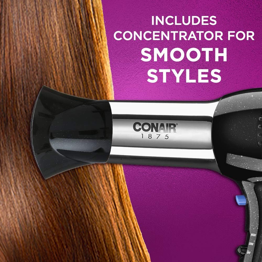 Conair 1875 Watt Pro Styler/Hair Dryer with Ionic Conditioning; Black/Chrome