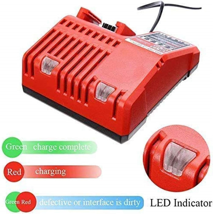 Lithium-ion Battery Charger Multi Voltage Charger Replacement for Milwaukee M18 14.4V-18V 48-11-1850 48-11-1840 48-11-1815 48-11-1828